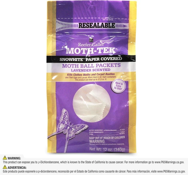 Alt view image 2 of 7 - Moth-Tek Lavender Moth Ball Packets - 12 oz | Closet & Drawer Moth Killer - Kills Clothes Moths - Carpet Beetles - Eggs & Larvae - No Mess Flat Storage Protection