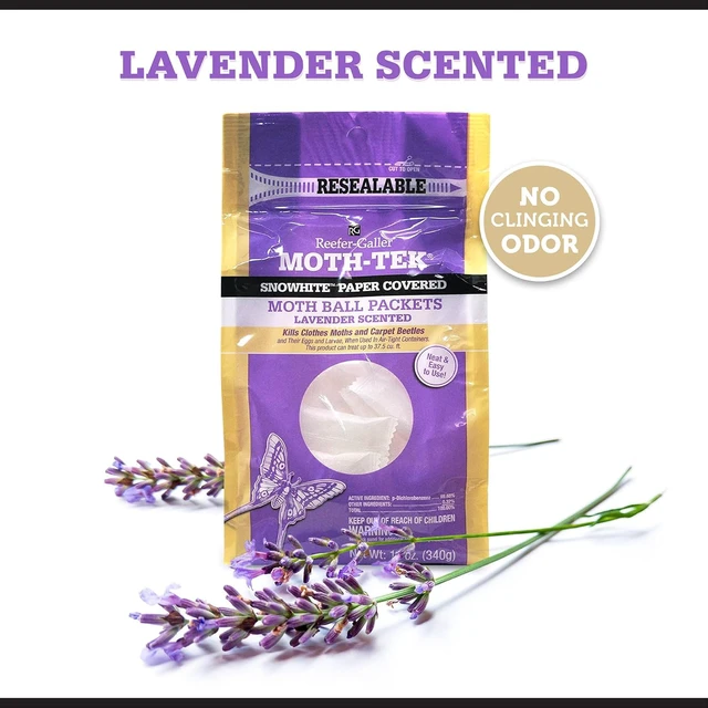 Alt view image 3 of 7 - Moth-Tek Lavender Moth Ball Packets - 12 oz | Closet & Drawer Moth Killer - Kills Clothes Moths - Carpet Beetles - Eggs & Larvae - No Mess Flat Storage Protection