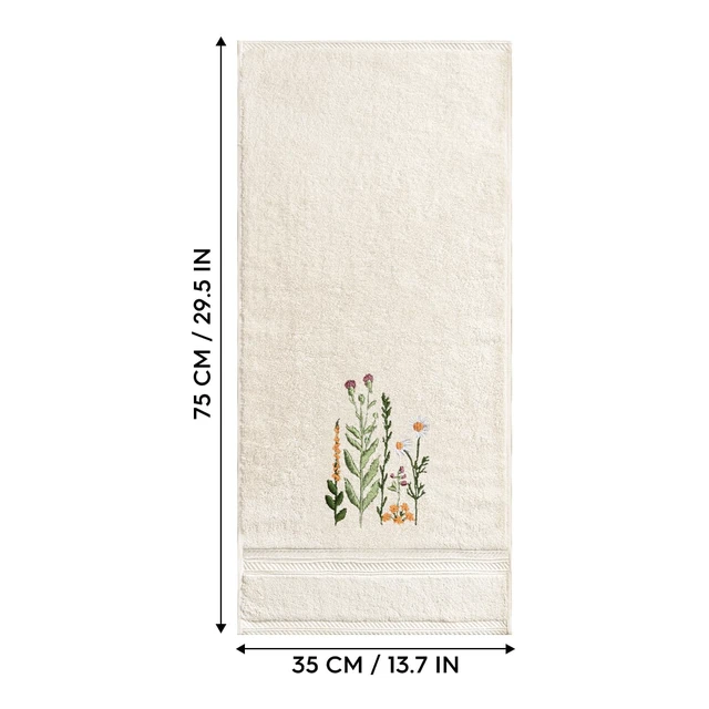 Alt view image 6 of 6 - 2 Pcs Beige Wildflower Floral Embroidered Hand Towels for Bathroom, 100% Cotton Soft Absorbent Farmhouse Decor Towels, 13.7 x 29.5 Inch