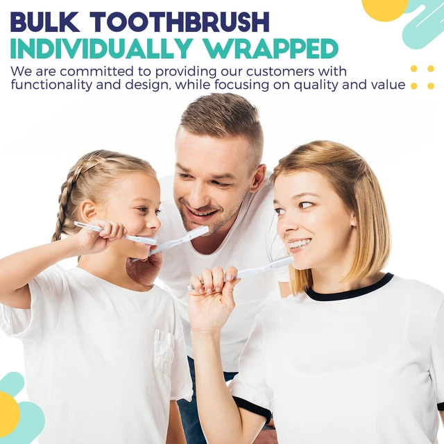 Alt view image 6 of 7 - 200 Pcs Individually Wrapped Bulk Toothbrush, Disposable Toothbrush | Soft Bristle Toothbrushes, for Adult Guests Travel Hotel Donation Home, Single Use, White
