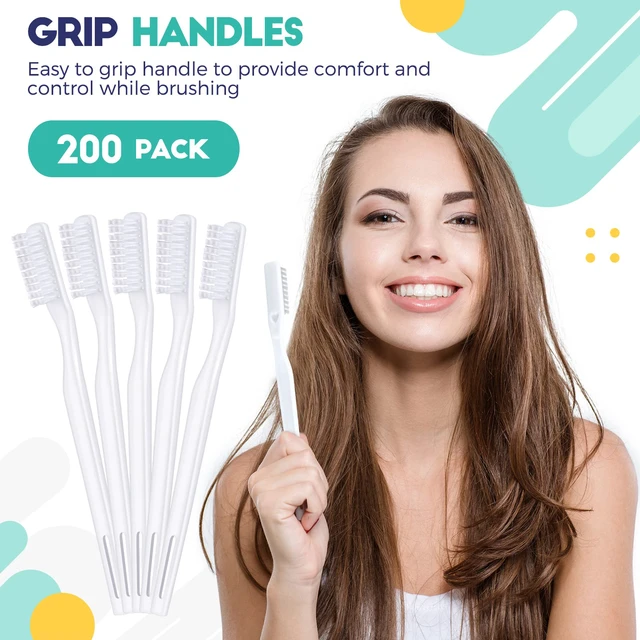 Alt view image 5 of 7 - 200 Pcs Individually Wrapped Bulk Toothbrush, Disposable Toothbrush | Soft Bristle Toothbrushes, for Adult Guests Travel Hotel Donation Home, Single Use, White