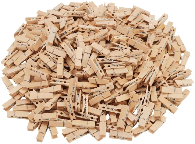 Main image of 500 PCS Wooden Clothes Pins, 1.77 x 0.47 inch Mini Clothespins Wood Spring Clips, Clothes Pegs for Pictures, Crafts, Snacks