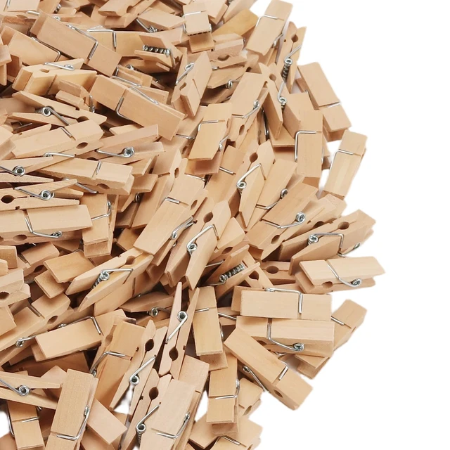 Alt view image 5 of 7 - 500 PCS Wooden Clothes Pins, 1.77 x 0.47 inch Mini Clothespins Wood Spring Clips, Clothes Pegs for Pictures, Crafts, Snacks