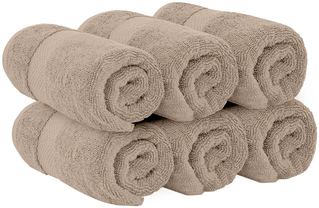 Alt view image 3 of 7 - Luxury Taupe Hand Towels - 100% Turkish Cotton, 16x30, 6 Pack | Soft, Highly Absorbent 650 GSM Bathroom Hand Towels for Spa, Hotel, Salon, Premium Hotel Collection