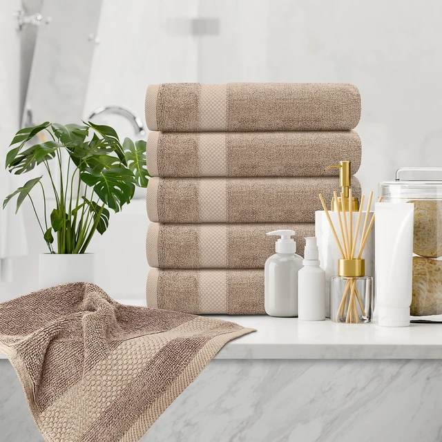 Alt view image 6 of 7 - Luxury Taupe Hand Towels - 100% Turkish Cotton, 16x30, 6 Pack | Soft, Highly Absorbent 650 GSM Bathroom Hand Towels for Spa, Hotel, Salon, Premium Hotel Collection