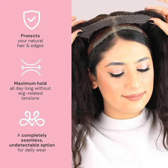 Alt view image 4 of 6 - LaceTop Grip Comfort Band for Toppers Hair & Wiglets, NonSlip, Glueless Velvet Wig Band for Large Base Hairpieces, Adjustable Top Grip for Hair Topper & Wigs, Brown, Large