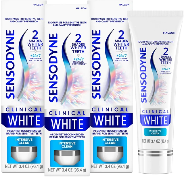 Main image of Clinical White Intensive Clean Toothpaste, 3.4 oz (3 Pack) | Clinically Proven Whitening for Sensitive Teeth, Intensive Clean, 2 Shades Whiter Teeth