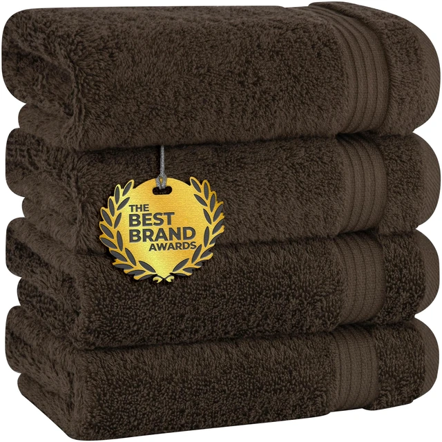 Main image of 100% Cotton Turkish Towel Set, Soft Absorbent Quick Dry, 4 Piece Hand Towel Set, Chocolate Brown