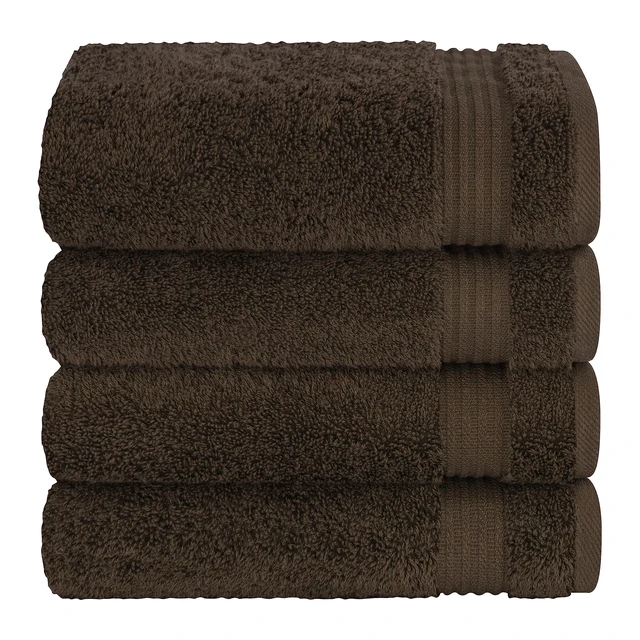 Alt view image 5 of 6 - 100% Cotton Turkish Towel Set, Soft Absorbent Quick Dry, 4 Piece Hand Towel Set, Chocolate Brown