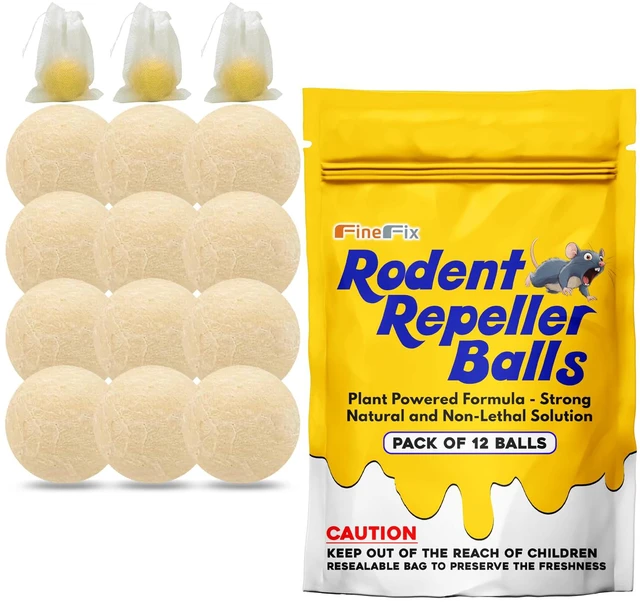 Main image of Mothballs, 12 Pack Mouse Repellent Balls, Plant-Based Formula | Rodent repellent balls, Natural Rat and Mice Deterrent, Get Rid of Rodents from Garage, RV, Barn, Boat, Garden, and Home