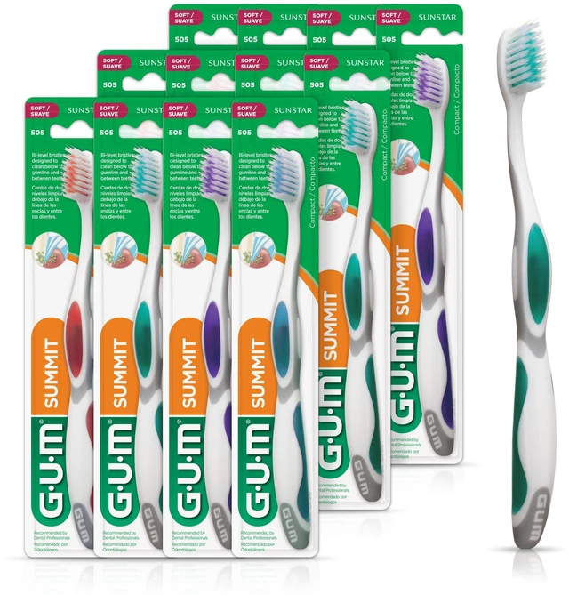 Main image of Summit+ Soft Toothbrush, 505ECM12, Compact Head, Soft Bristles, Professional Sample, 1 Count(Pack of 12)