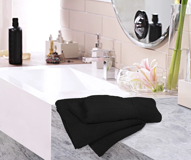 Alt view image 4 of 7 - 6 Pack Premium Hand Towels, 16x28 in, 600 GSM Cotton, Black | Premium Ultra-Soft Lightweight Ring Spun Cotton Hand Towels - Highly Absorbent, Ideal for Bathroom, Gym, Spa & Hotel