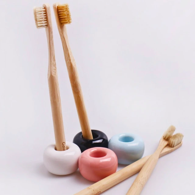 Alt view image 3 of 7 - Natural Bristle Bamboo Toothbrush (NO Nylon - Boar Hair ONLY) - Totally Compostable & Biodegradable Boar Bristle and Bamboo Toothbrushes - Zero Waste - 6-Pack