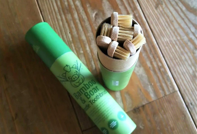 Alt view image 5 of 7 - Natural Bristle Bamboo Toothbrush (NO Nylon - Boar Hair ONLY) - Totally Compostable & Biodegradable Boar Bristle and Bamboo Toothbrushes - Zero Waste - 6-Pack