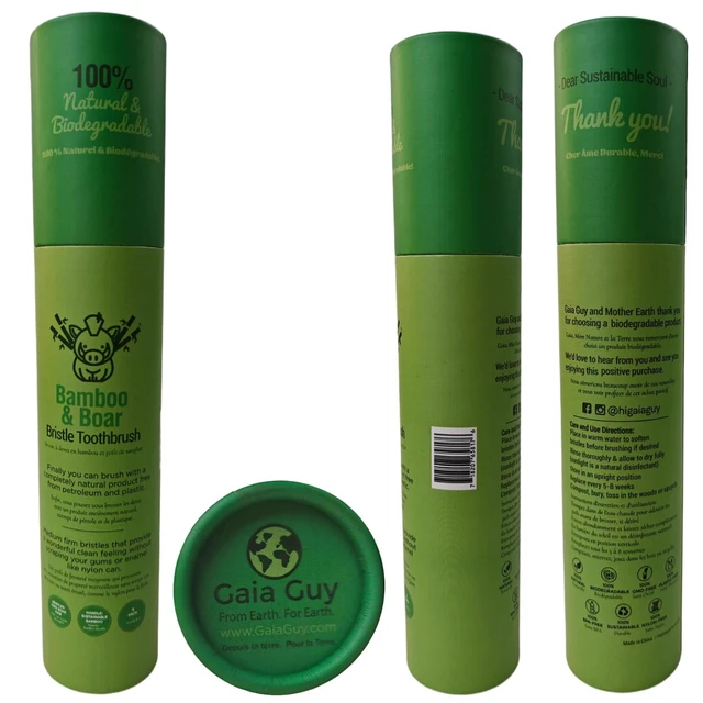 Alt view image 7 of 7 - Natural Bristle Bamboo Toothbrush (NO Nylon - Boar Hair ONLY) - Totally Compostable & Biodegradable Boar Bristle and Bamboo Toothbrushes - Zero Waste - 6-Pack