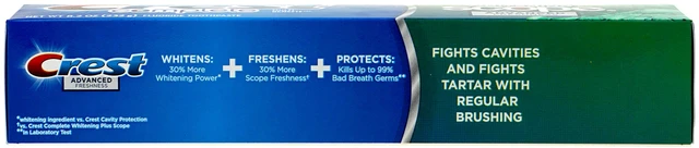 Alt view image 2 of 4 - Complete Multi-Benefit Fluoride Toothpaste - Extra Whitening and Scope Advanced Freshness - 8.2 oz each, 3 count