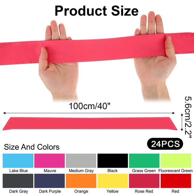 Alt view image 2 of 7 - 24 Pack Tie Headbands for Men Women, Sports Athletic Headbands Bulk Polyester Elastic Bandana Sweatbands for Tennis Karate Running Basketball Yoga Workout (12 Colors, 40 x 2.2)