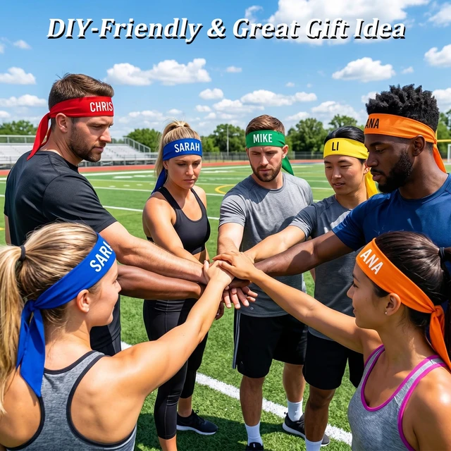 Alt view image 5 of 7 - 24 Pack Tie Headbands for Men Women, Sports Athletic Headbands Bulk Polyester Elastic Bandana Sweatbands for Tennis Karate Running Basketball Yoga Workout (12 Colors, 40 x 2.2)