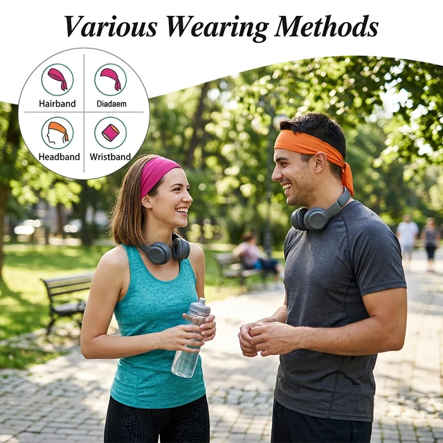 Alt view image 6 of 7 - 24 Pack Tie Headbands for Men Women, Sports Athletic Headbands Bulk Polyester Elastic Bandana Sweatbands for Tennis Karate Running Basketball Yoga Workout (12 Colors, 40 x 2.2)