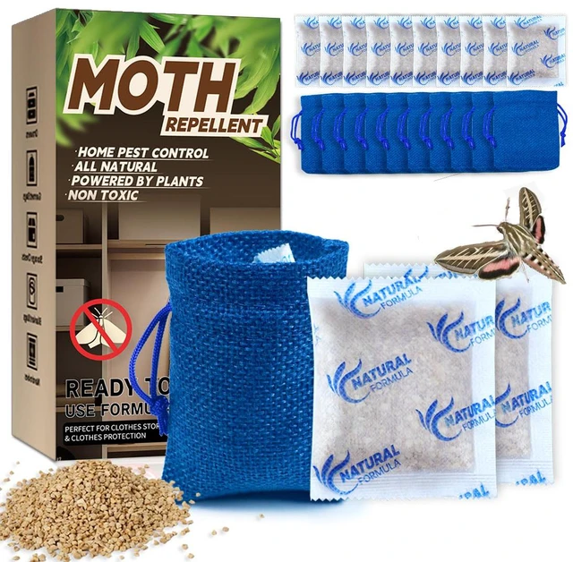 Main image of 10 Pack Natural Moth Repellent for Clothes Indoor Use, Alternative Moth Balls Moth Traps for Clothes, Peppermint and Thyme Essential Oils Effectively Keep Moths Away from Closet Drawers Woolen Silk