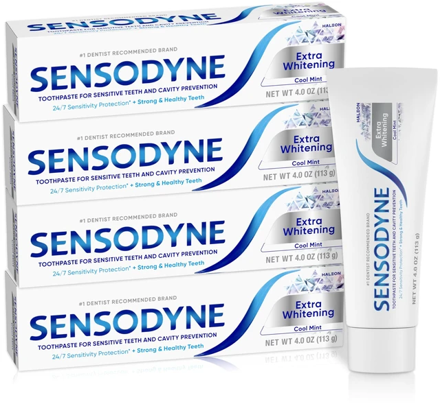 Main image of Extra Whitening Cool Mint Toothpaste - 4 Ounces, Pack of 4 | Amazon Exclusive, For Sensitive Teeth and Cavity Prevention, Cool Mint, Medicare Advantage OTC (MAOTC) Eligible