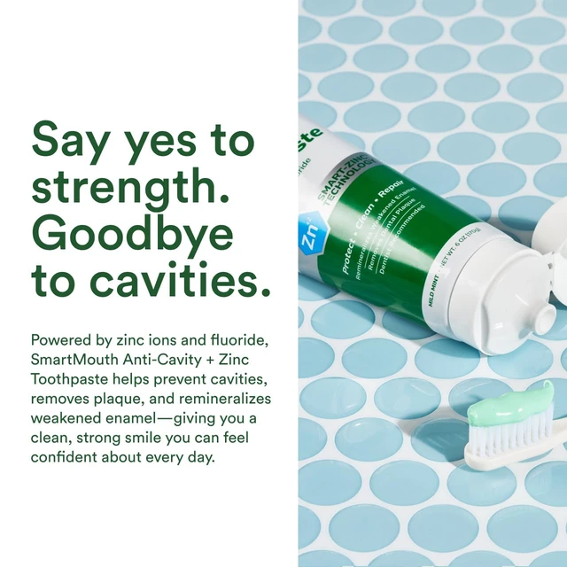 Alt view image 4 of 6 - Anti-Cavity + Zinc Toothpaste, 6 oz, 2-Pack | Fluoride Toothpaste, Cavity Prevention, Remineralizes Enamel, Sensitive Whitening, Alcohol-Free, Sugar-Free, and Gluten-Free