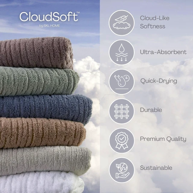 Alt view image 4 of 7 - CloudSoft Hand Towel Set, 2-Piece, 100% Cotton Luxury, Oatmeal | Premium spa-level quality. 600 GSM weight. Ultra plush & absorbent. For use in the bathroom, kitchen, bar or any sink space.