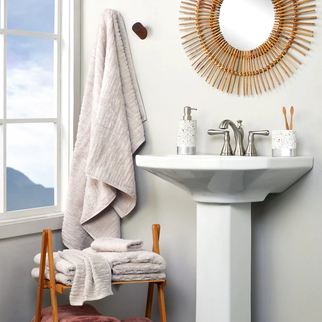 Alt view image 3 of 7 - CloudSoft Hand Towel Set, 2-Piece, 100% Cotton Luxury, Oatmeal | Premium spa-level quality. 600 GSM weight. Ultra plush & absorbent. For use in the bathroom, kitchen, bar or any sink space.