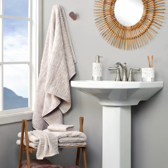 Alt view image 5 of 7 - CloudSoft Hand Towel Set, 2-Piece, 100% Cotton Luxury, Oatmeal | Premium spa-level quality. 600 GSM weight. Ultra plush & absorbent. For use in the bathroom, kitchen, bar or any sink space.