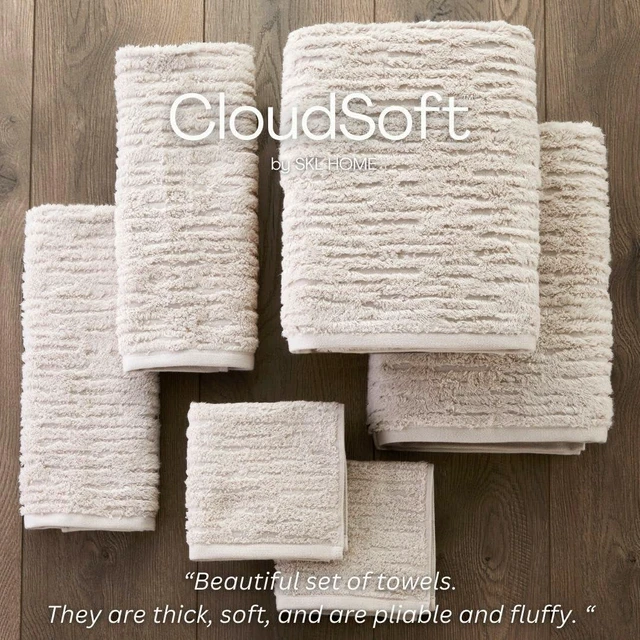 Alt view image 7 of 7 - CloudSoft Hand Towel Set, 2-Piece, 100% Cotton Luxury, Oatmeal | Premium spa-level quality. 600 GSM weight. Ultra plush & absorbent. For use in the bathroom, kitchen, bar or any sink space.