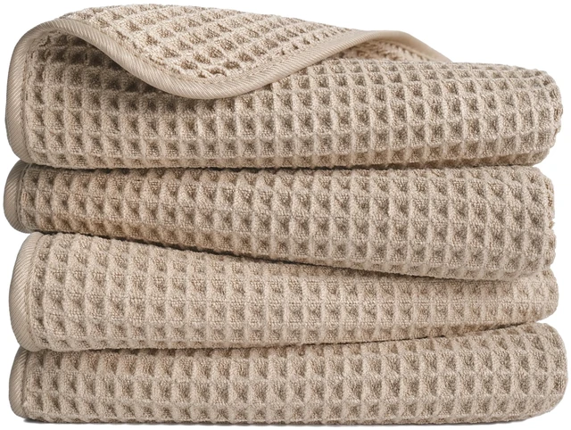 Main image of 430 GSM Poly Blend Microfiber Quick Dry Waffle Hand Towel, 16x30 in | 4 Pack, Oversize, Lint Free, Quick Dry, Hanging Loop