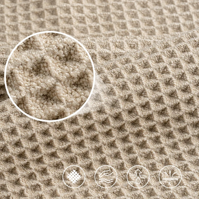 Alt view image 4 of 7 - 430 GSM Poly Blend Microfiber Quick Dry Waffle Hand Towel, 16x30 in | 4 Pack, Oversize, Lint Free, Quick Dry, Hanging Loop