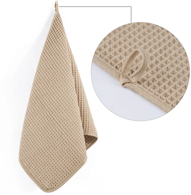 Alt view image 3 of 7 - 430 GSM Poly Blend Microfiber Quick Dry Waffle Hand Towel, 16x30 in | 4 Pack, Oversize, Lint Free, Quick Dry, Hanging Loop