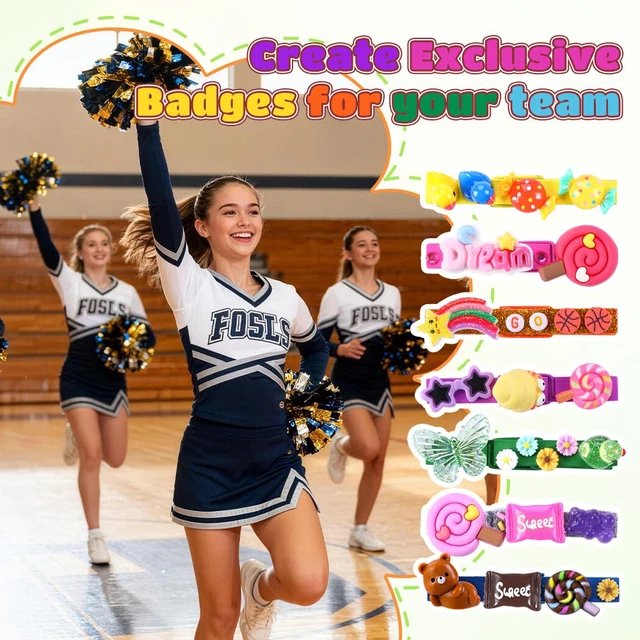 Alt view image 7 of 7 - 100 Set Cheer Pins Spirit Clips Clothes Pins Kit with Storage Box | 100 Colored Wooden Clothes Pins with Box 128 Mini Resin Animals Bows Over 350 Beads for Backpacks Ribbon Team Cheer Gift Bulk