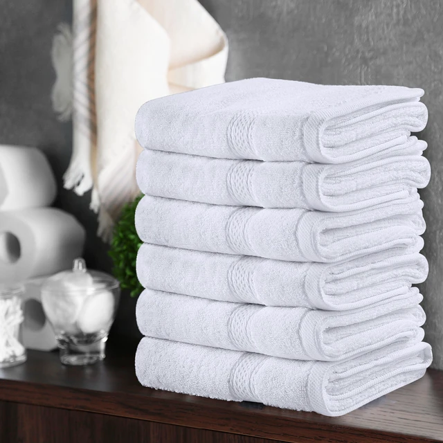 Alt view image 7 of 7 - 6 Pack Premium Hand Towels, 16x28 in, 600 GSM Cotton, White | Premium Ultra-Soft Lightweight Ring Spun Cotton Hand Towels - Highly Absorbent, Ideal for Bathroom, Gym, Spa & Hotel