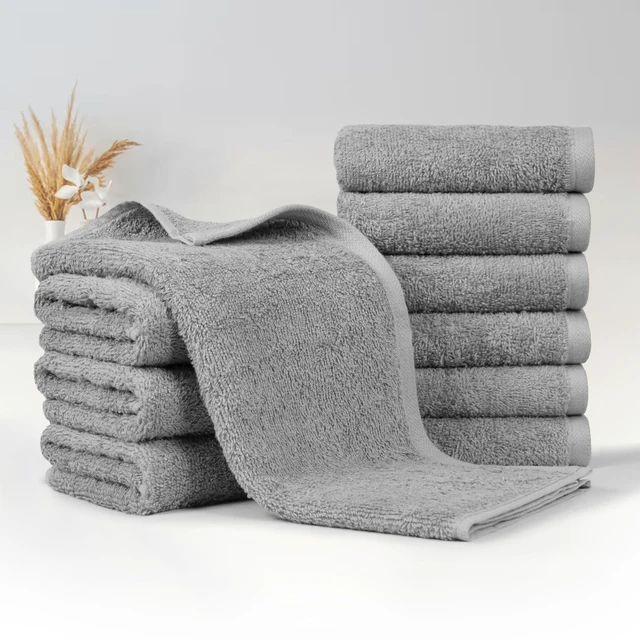 Alt view image 2 of 5 - Soft and Thick Cotton Hand Towels for Gym, 16 x 26 in, Gray, 12-Pack