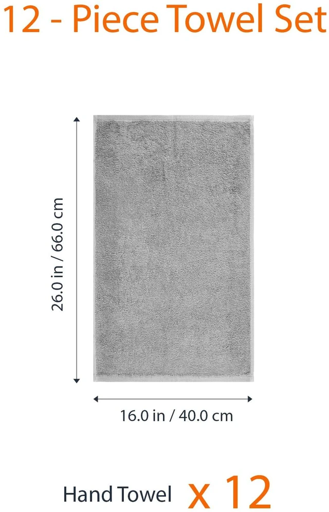 Alt view image 3 of 5 - Soft and Thick Cotton Hand Towels for Gym, 16 x 26 in, Gray, 12-Pack