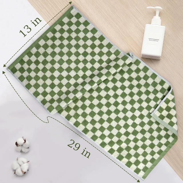 Alt view image 7 of 7 - Hand Towels for Bathroom 4 Pack, Checkered Hand Towel Set | Cotton Soft Absorbent for Face Spa Bath Gym, Kitchen Towels Decorative, 13 x 29 Inches, 4 Colors