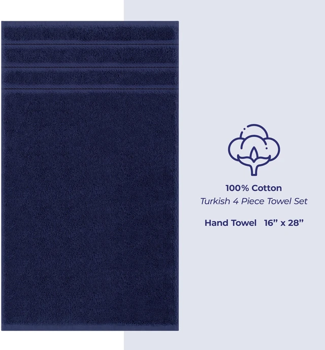 Alt view image 4 of 7 - 100% Cotton Luxury Turkish Towels, 4 PC Hand Towel Set | Soft Absorbent Quick Dry OEKO Tex Standard 100 Certificated Durable Machine Washable Premium Hotel Quality