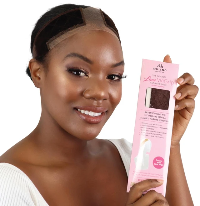 Main image of Wigrip, Premium Lace Wig Band for Women, Fully Adjustable & Reinforced Lace Wig Grip Band by Hairline, Comfortable and Secure Glueless Velvet Headband, Chocolate Brown