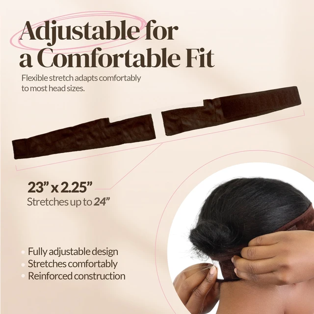 Alt view image 6 of 7 - Wigrip, Premium Lace Wig Band for Women, Fully Adjustable & Reinforced Lace Wig Grip Band by Hairline, Comfortable and Secure Glueless Velvet Headband, Chocolate Brown