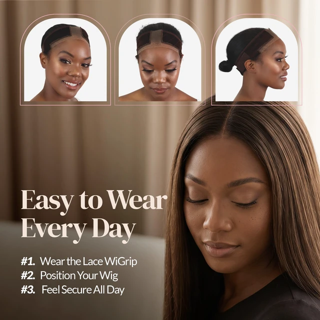 Alt view image 7 of 7 - Wigrip, Premium Lace Wig Band for Women, Fully Adjustable & Reinforced Lace Wig Grip Band by Hairline, Comfortable and Secure Glueless Velvet Headband, Chocolate Brown