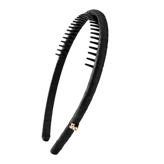 Alt view image 7 of 7 - Thin Headband for Women, Non-Slip Hair Band with Teeth, Black | Polyester & Plastic, Non-Slip Teeth Design, Strong Hold Grip, Classic Style, Durable