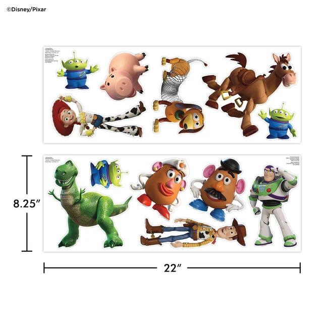 Alt view image 6 of 7 - Disney Toy Story Wall Decals - Set of 12 Vinyl Stickers for Nursery Bedroom Bathroom - Peel and Stick Room Decorations
