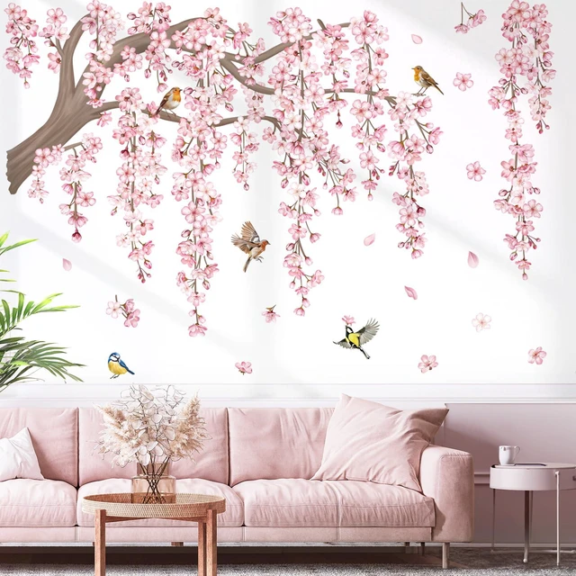 Main image of Pink Flower Tree Branch Cherry Blossom Wall Decals Stickers (XL) | Peel and Stick Decals for Walls, DIY Wall Art Stickers, Removable & Wall-Safe, Vibrant Colors Wall Decor