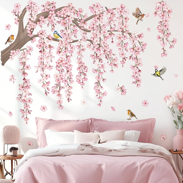 Alt view image 2 of 6 - Pink Flower Tree Branch Cherry Blossom Wall Decals Stickers (XL) | Peel and Stick Decals for Walls, DIY Wall Art Stickers, Removable & Wall-Safe, Vibrant Colors Wall Decor