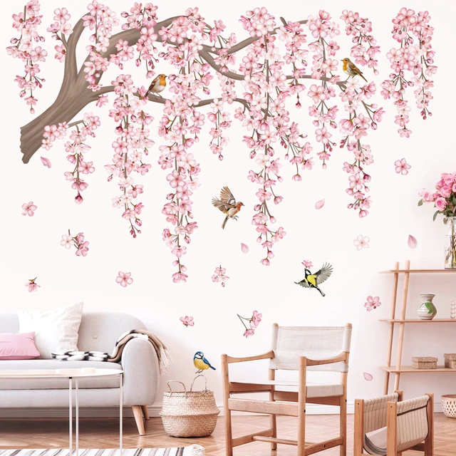 Alt view image 3 of 6 - Pink Flower Tree Branch Cherry Blossom Wall Decals Stickers (XL) | Peel and Stick Decals for Walls, DIY Wall Art Stickers, Removable & Wall-Safe, Vibrant Colors Wall Decor