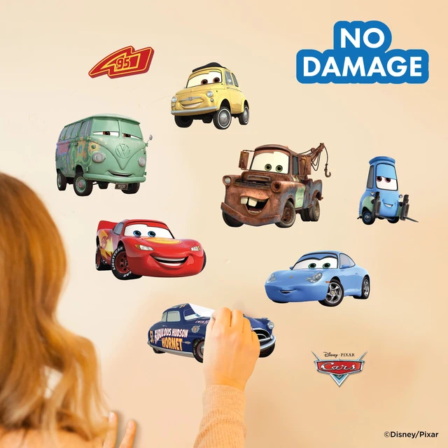 Alt view image 4 of 7 - Disney Pixar Cars Wall Decals - Lightning McQueen & Friends Small Vinyl Stickers for Bathroom Nursery Bedroom Decor - Peel and Stick Room Decorations