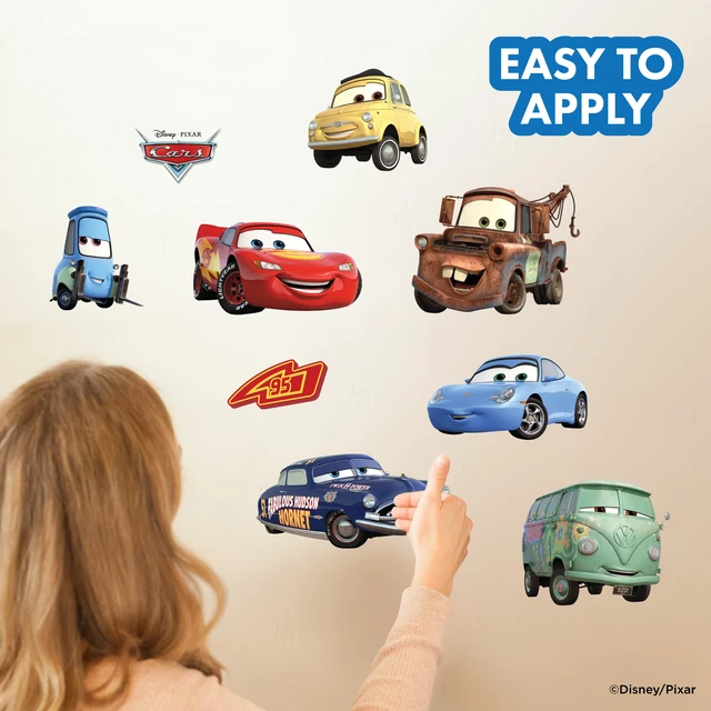 Alt view image 3 of 7 - Disney Pixar Cars Wall Decals - Lightning McQueen & Friends Small Vinyl Stickers for Bathroom Nursery Bedroom Decor - Peel and Stick Room Decorations