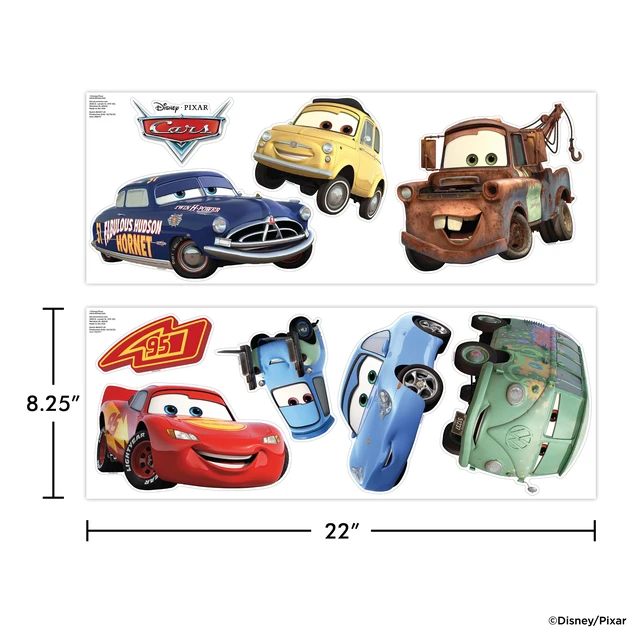 Alt view image 7 of 7 - Disney Pixar Cars Wall Decals - Lightning McQueen & Friends Small Vinyl Stickers for Bathroom Nursery Bedroom Decor - Peel and Stick Room Decorations